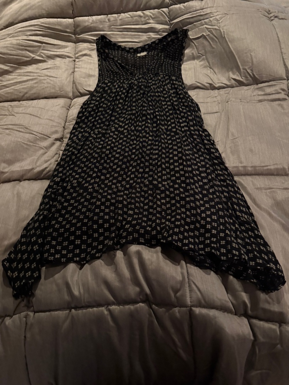 Black long tank Dress with White Dot Print